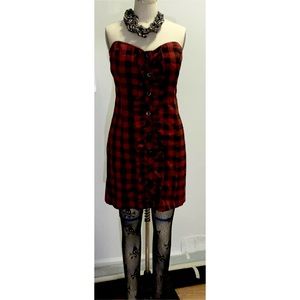 Red & Black Check Tube Dress